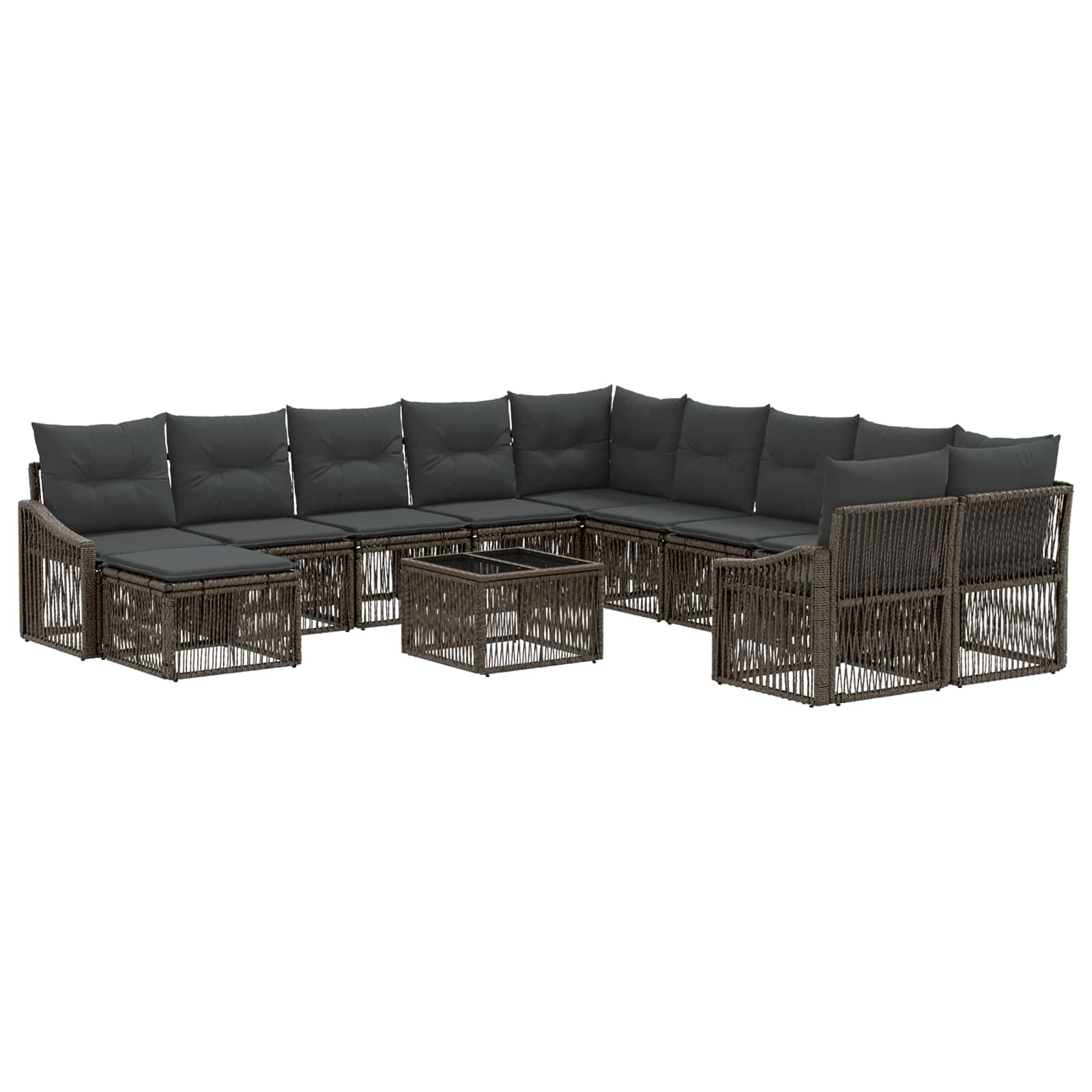 vidaXL Tuinbankenset 12 pcs Zwart poly rattan