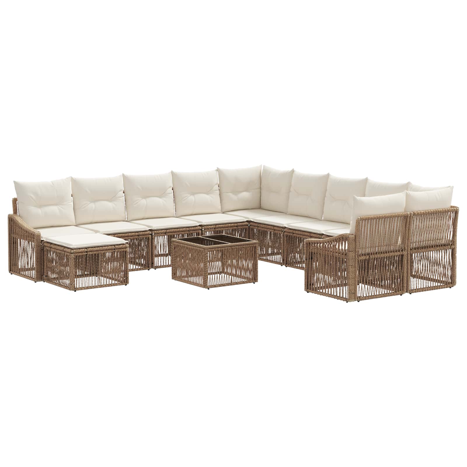 vidaXL Tuinbankenset 12 pcs Zwart poly rattan