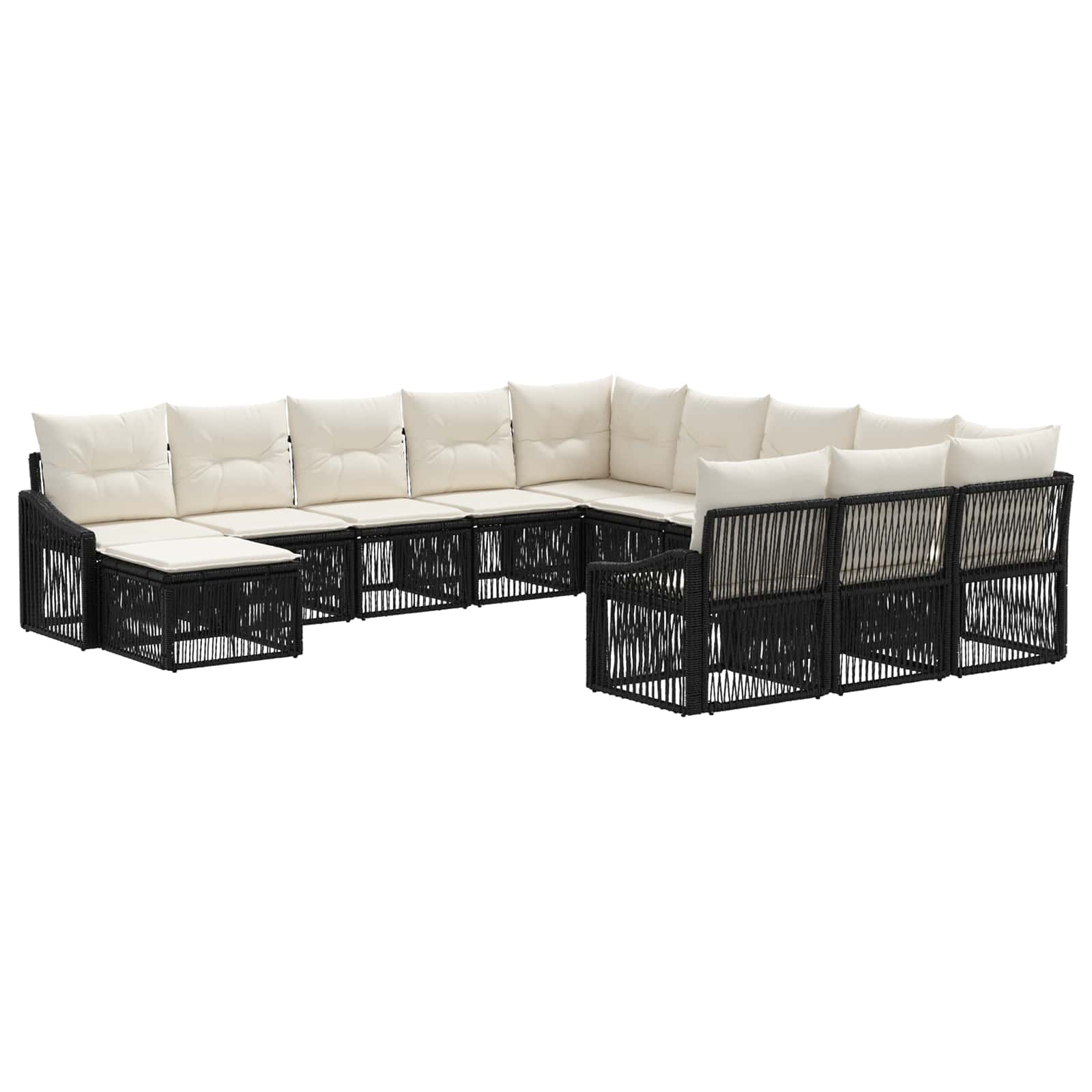 vidaXL Tuinbankenset 13 pcs Zwart poly rattan
