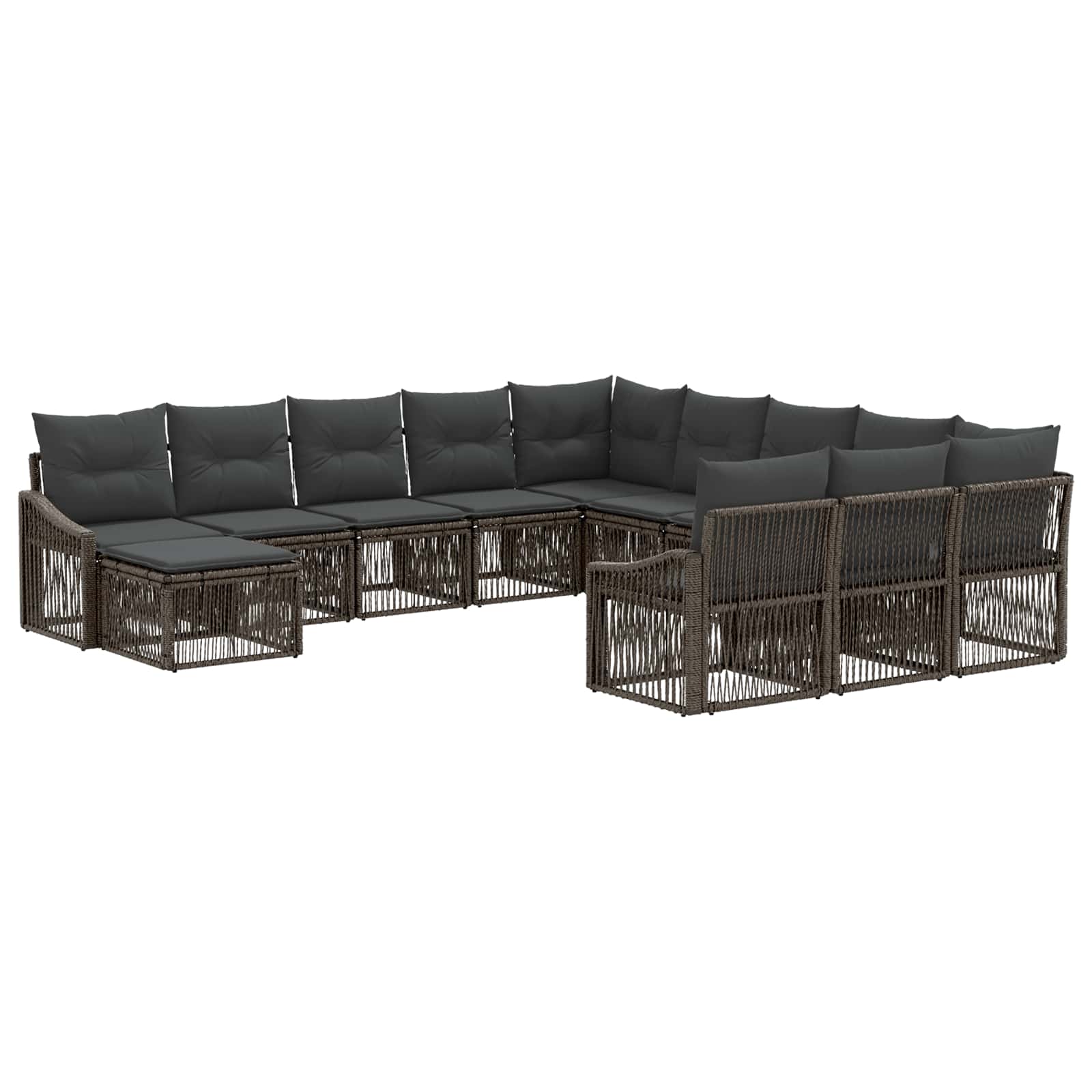 vidaXL Tuinbankenset 13 pcs Zwart poly rattan