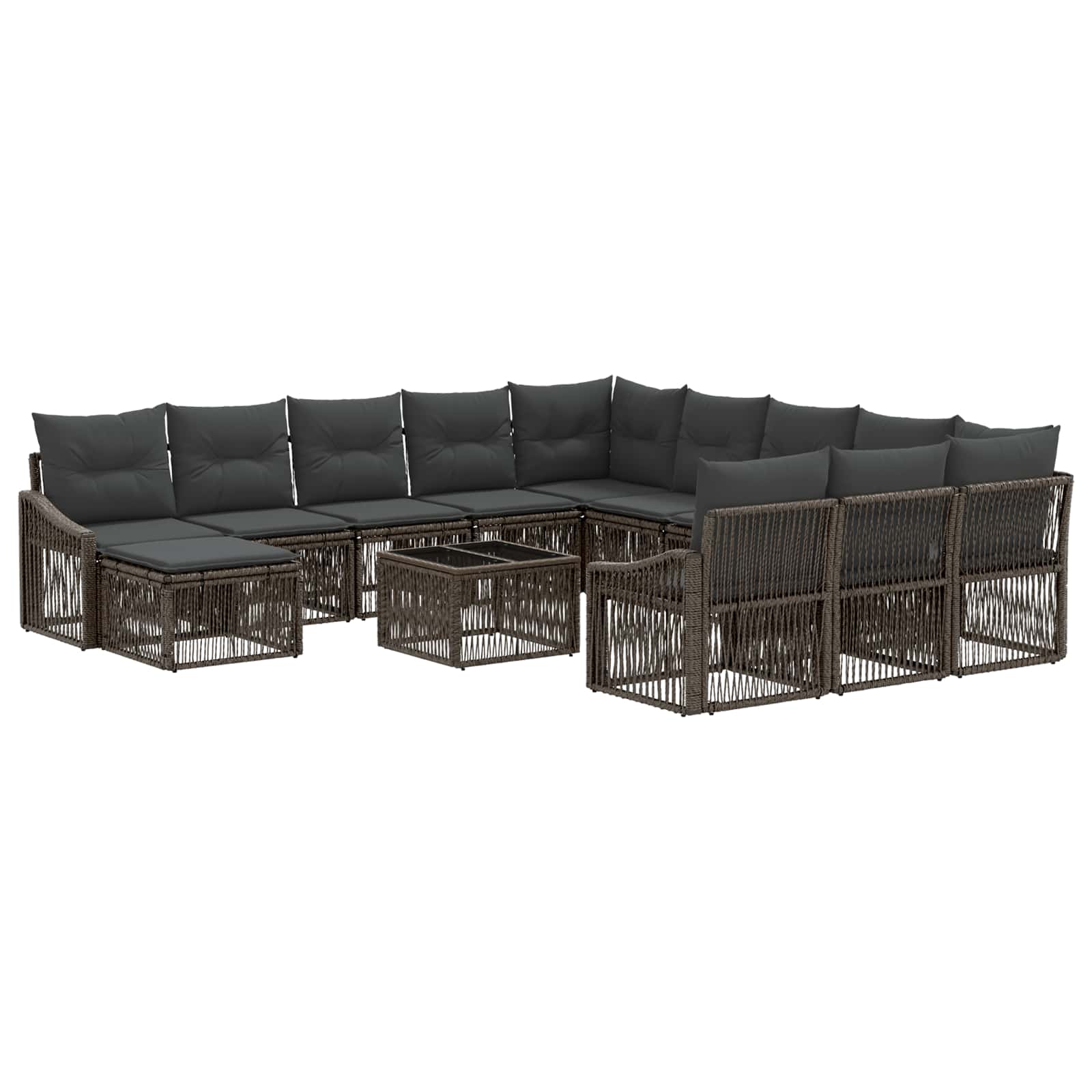 vidaXL Tuinbankenset 13 pcs Zwart poly rattan