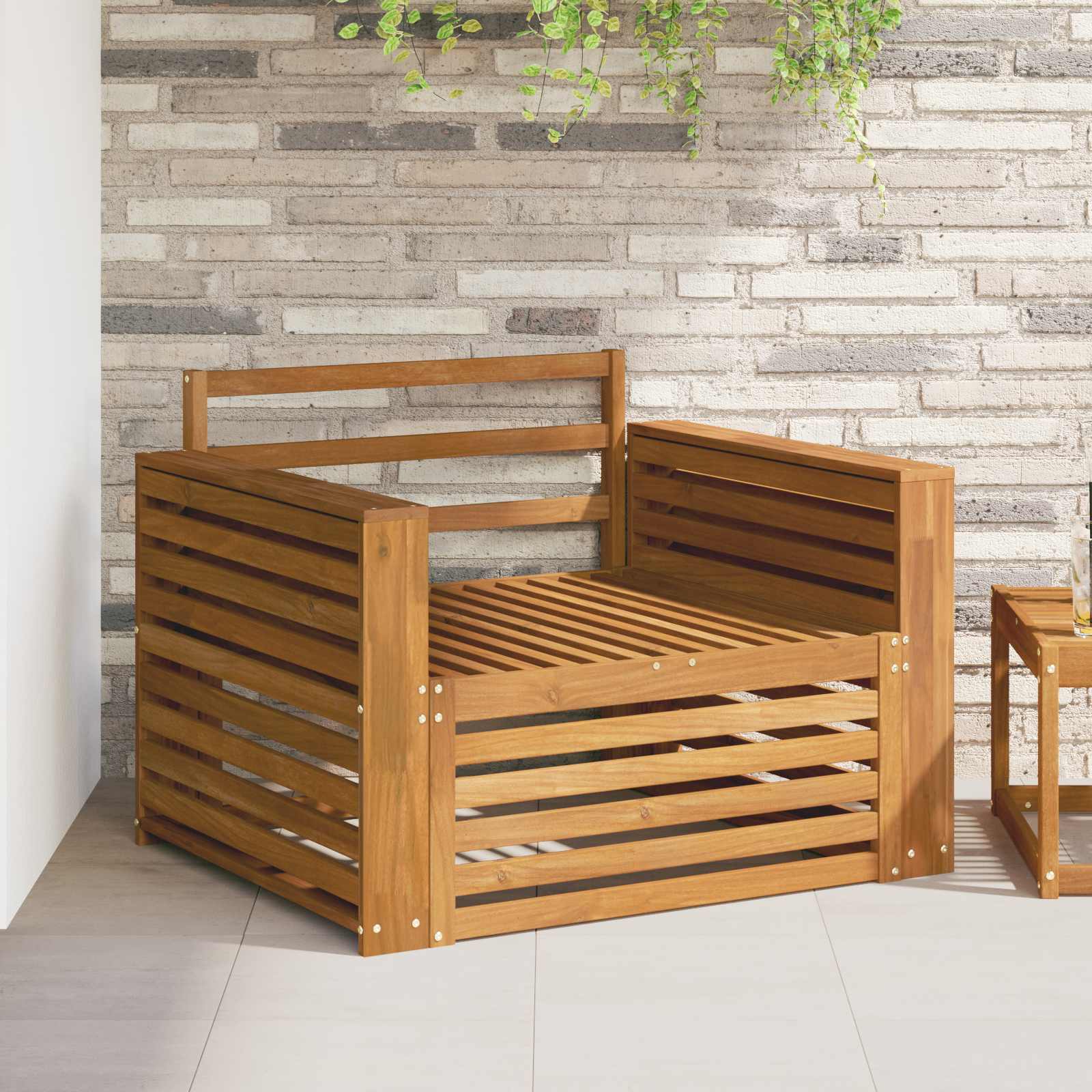 vidaXL Buiten bankenset Massief Acaciahout en Polyester Naturel