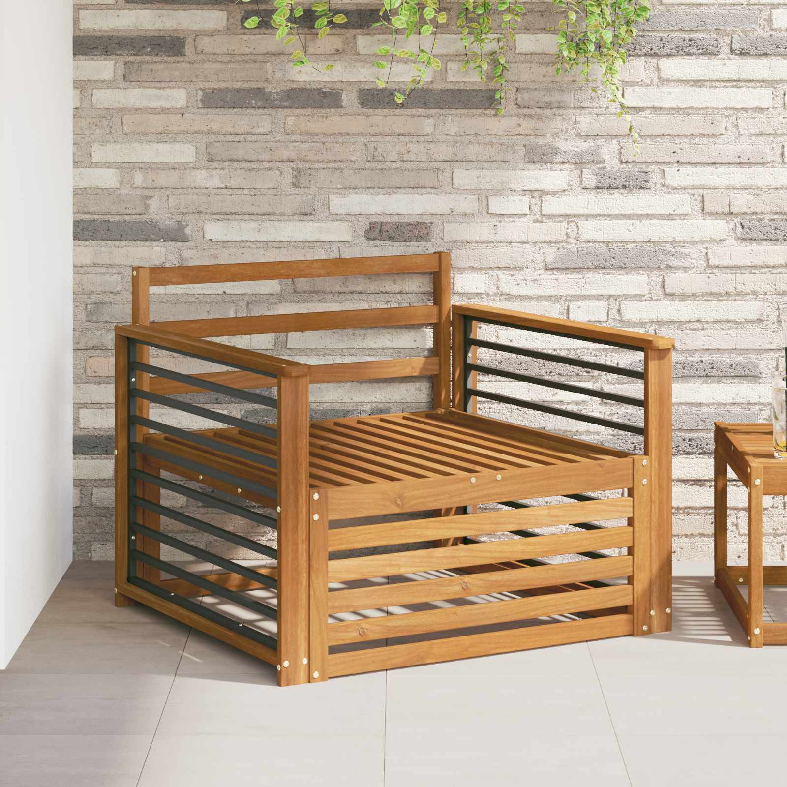 vidaXL Buiten bankenset Massief Acaciahout en Polyester Naturel