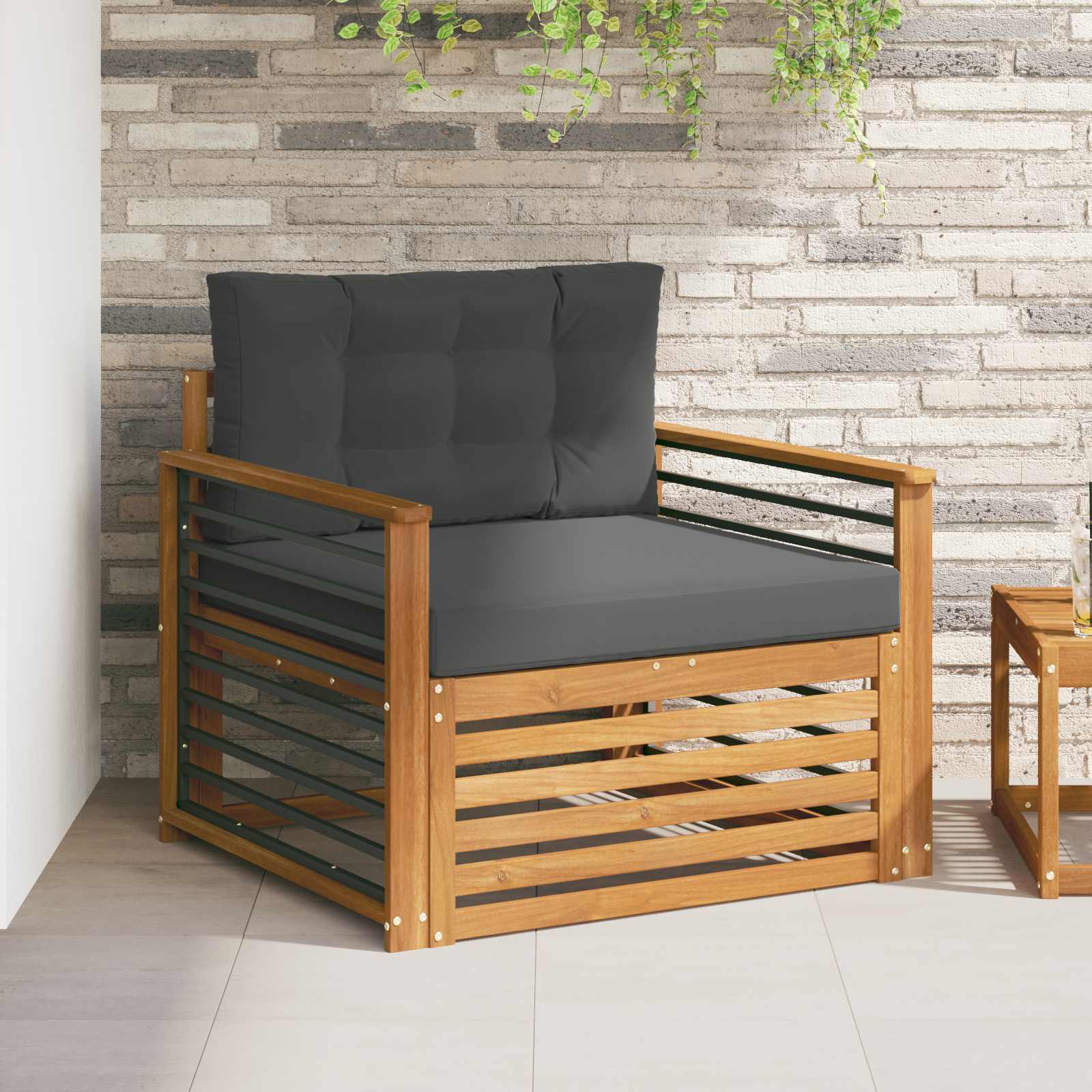 vidaXL Buiten bankenset Massief Acaciahout en Polyester Naturel
