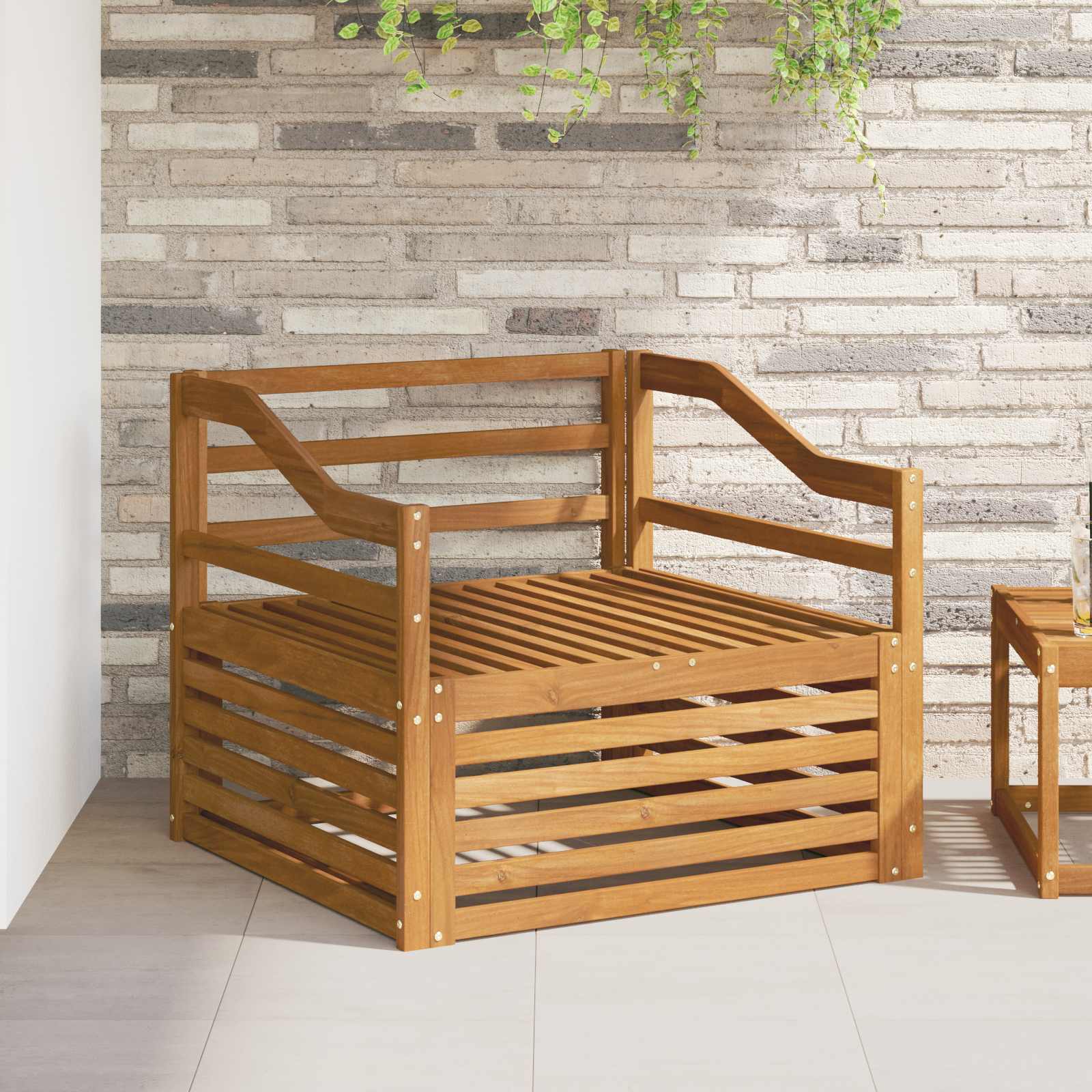 vidaXL Buiten bankenset Massief Acaciahout en Polyester Naturel