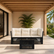 vidaXL Tuinbankenset 4 st Zwart poly rattan