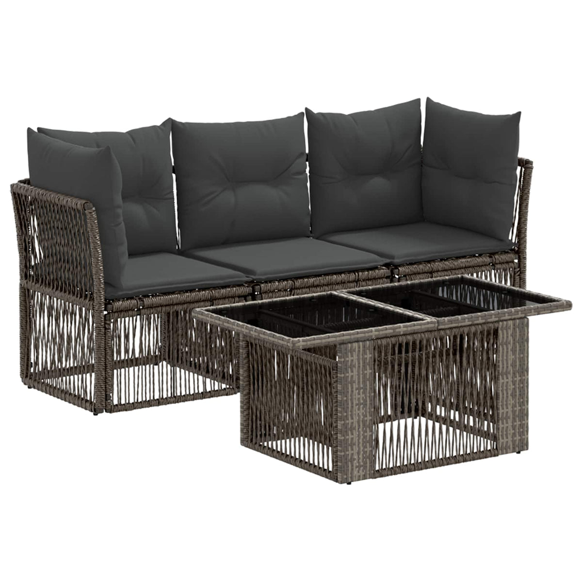 vidaXL Tuinbankenset 4 st Zwart poly rattan