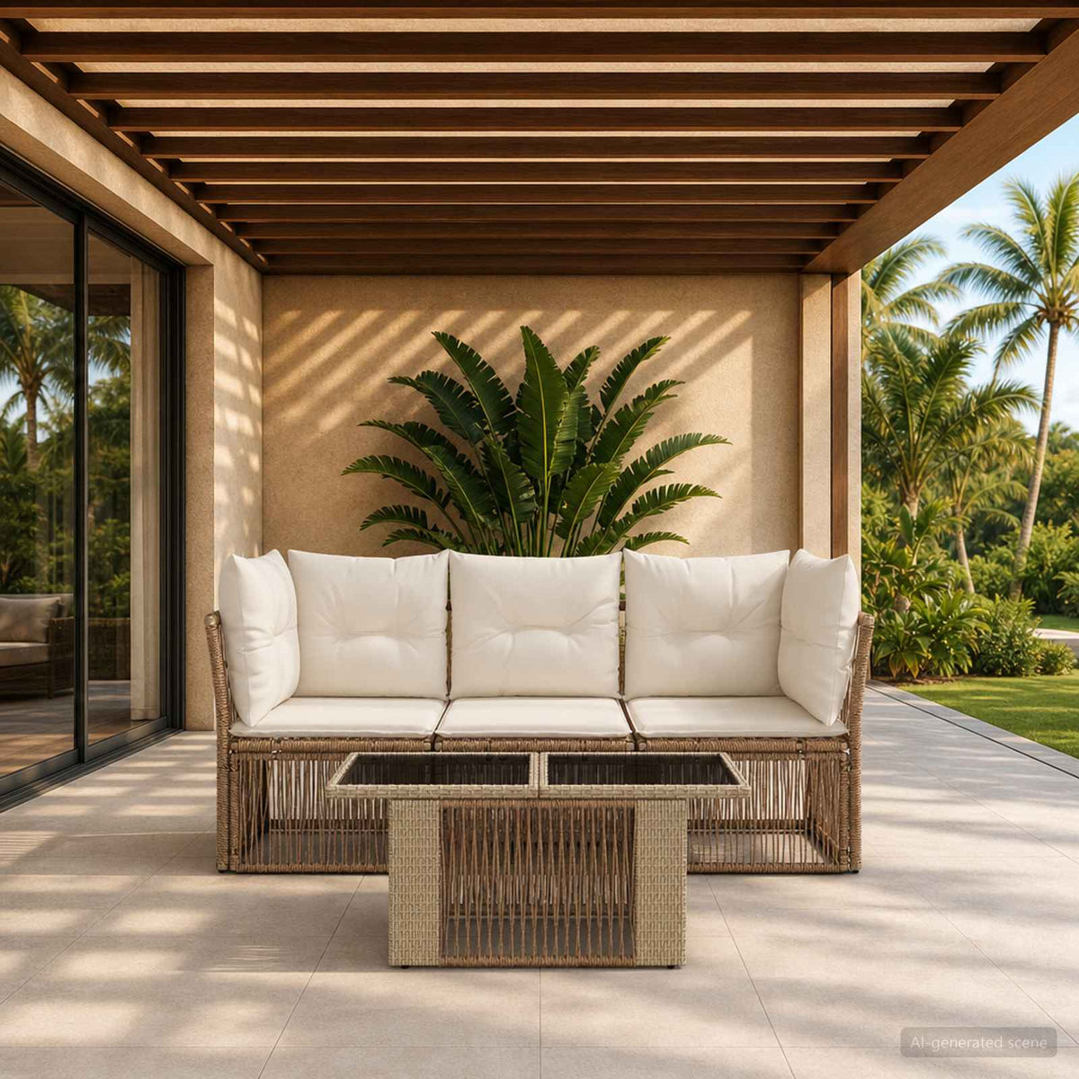 vidaXL Tuinbankenset 4 st Zwart poly rattan