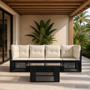 vidaXL Tuinbankenset 5 st Zwart poly rattan