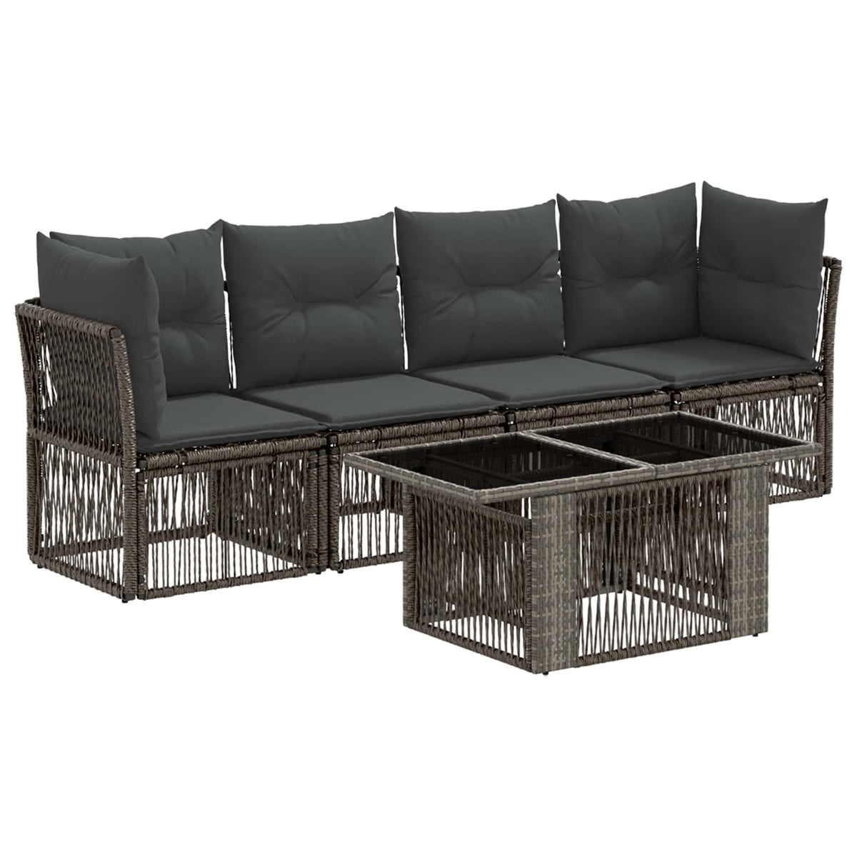 vidaXL Tuinbankenset 5 st Zwart poly rattan