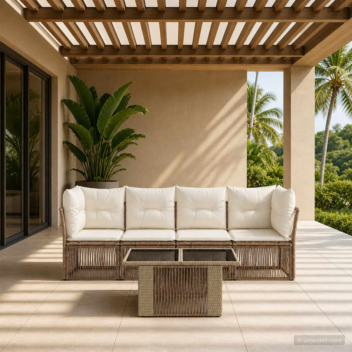 vidaXL Tuinbankenset 5 st Zwart poly rattan