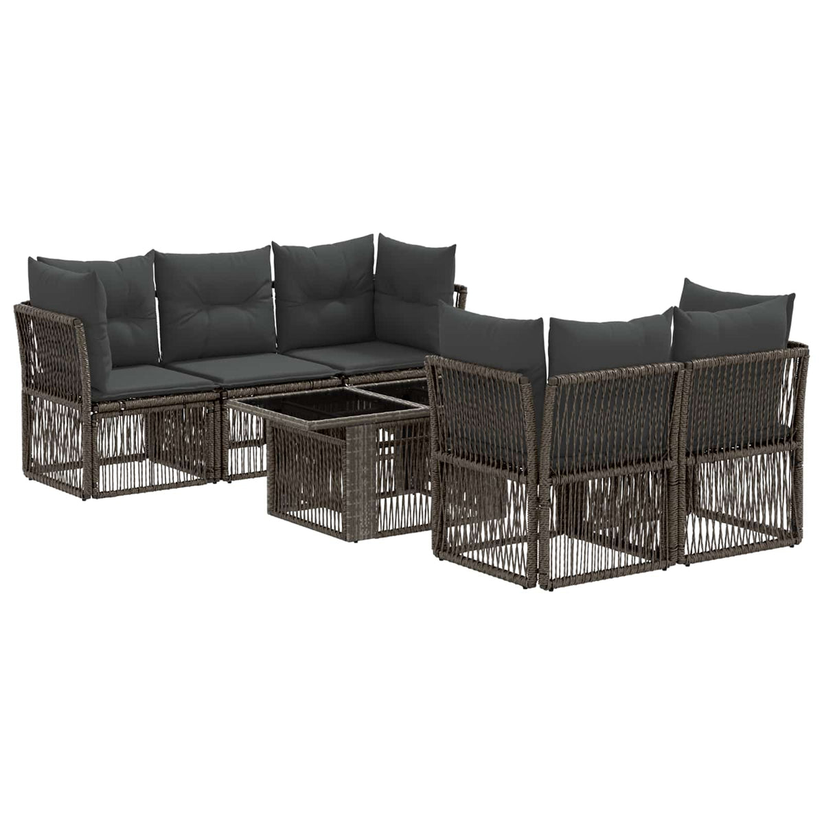 vidaXL Tuinbankenset 6 st Zwart poly rattan