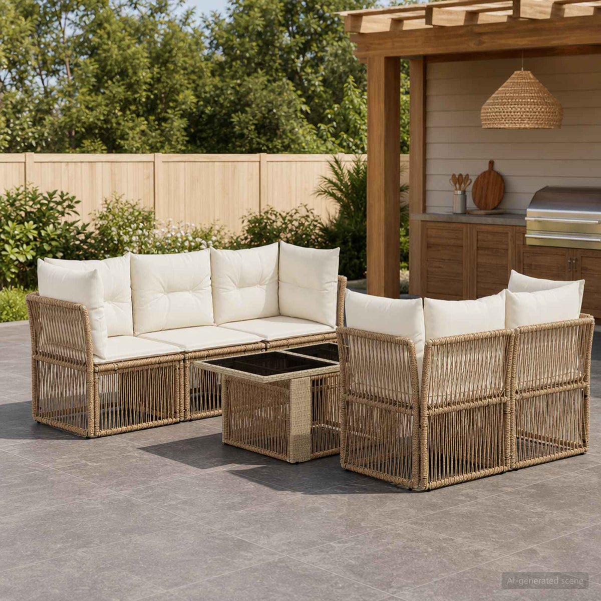 vidaXL Tuinbankenset 6 st Zwart poly rattan
