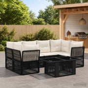 vidaXL Tuinbankenset 7 st Zwart poly rattan