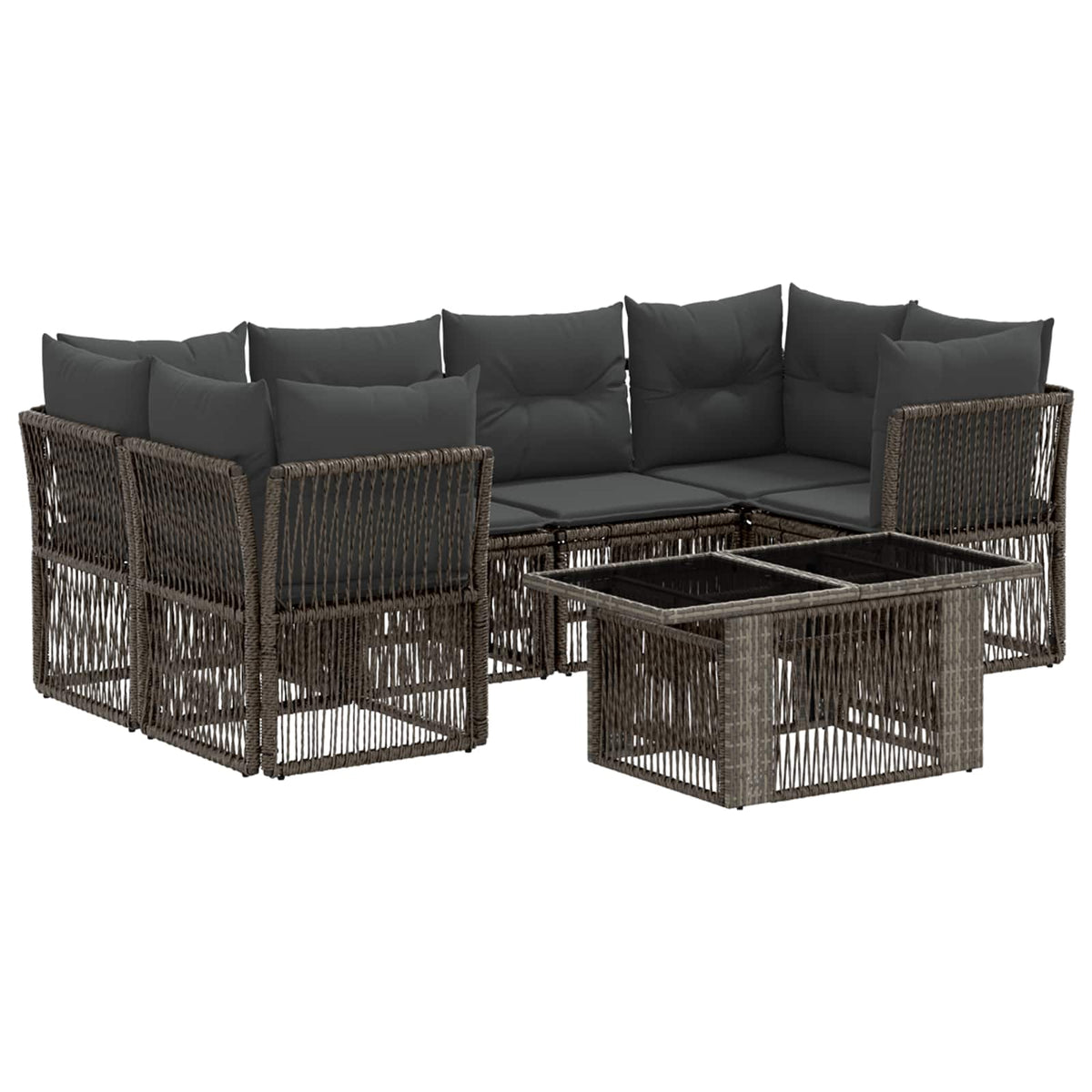 vidaXL Tuinbankenset 7 st Zwart poly rattan