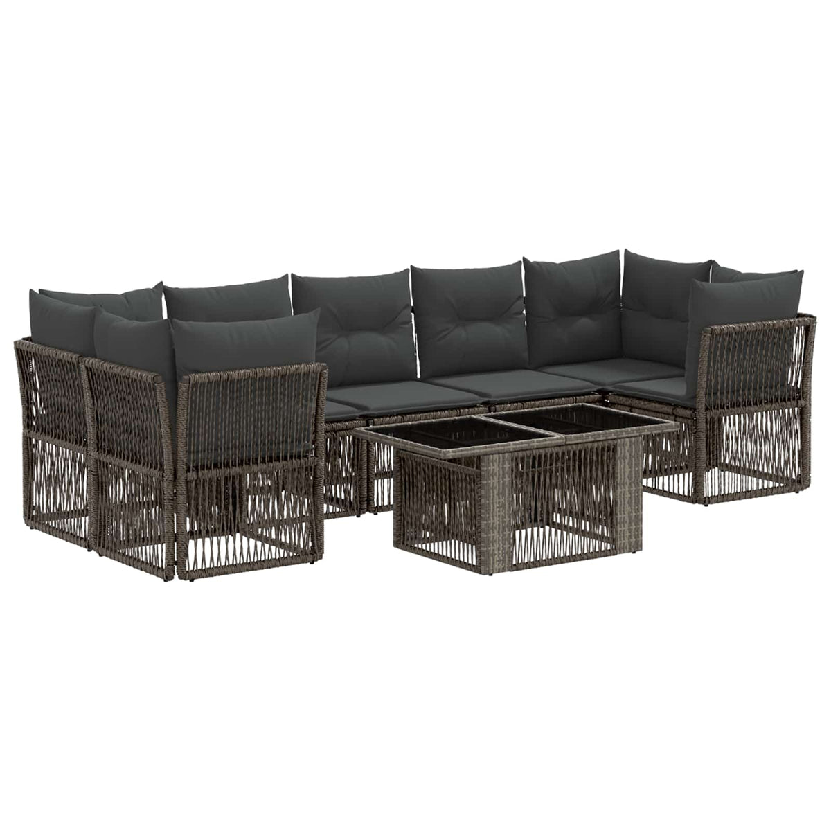 vidaXL Tuinbankenset 8 st Zwart poly rattan
