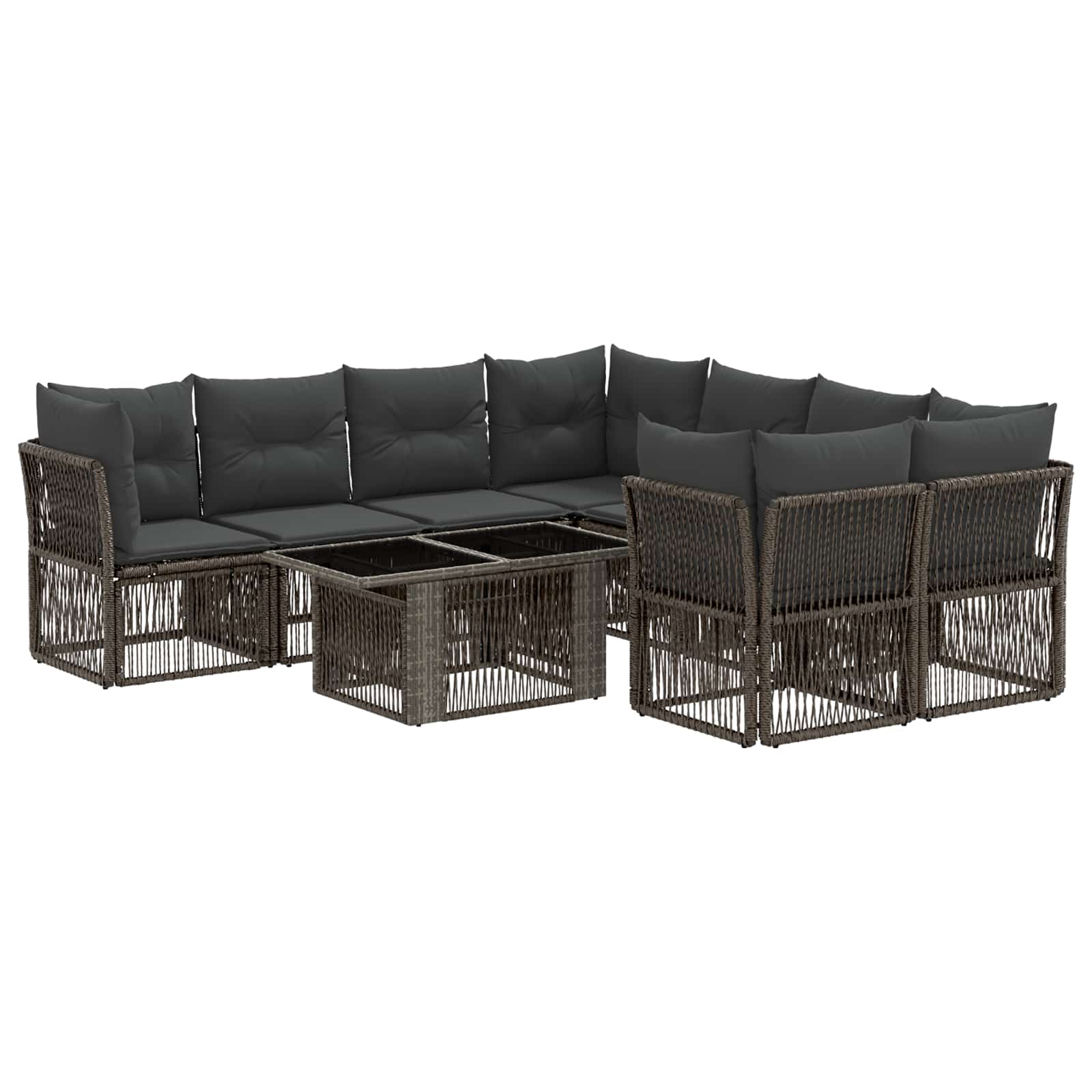 vidaXL Tuinbankenset 9 st Zwart poly rattan