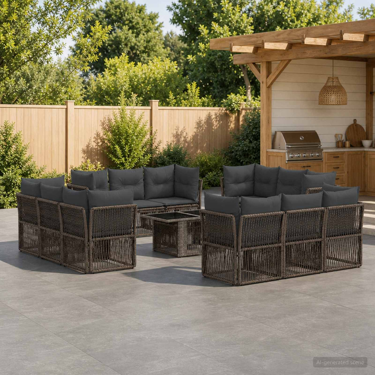 vidaXL Tuinbankenset 13 st Zwart poly rattan