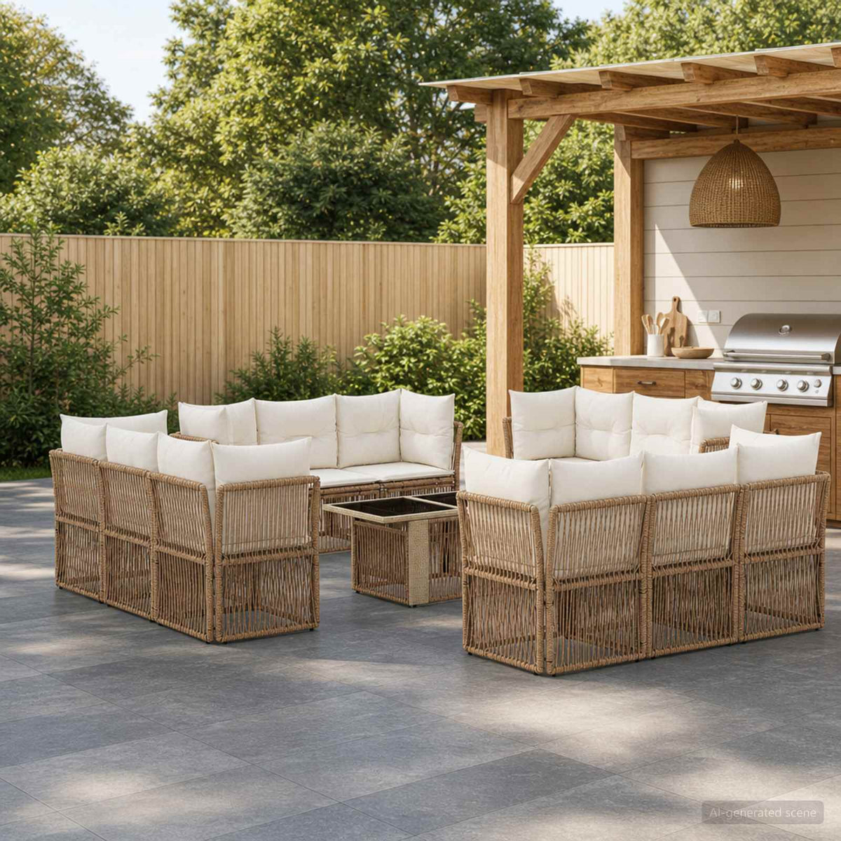 vidaXL Tuinbankenset 13 st Zwart poly rattan