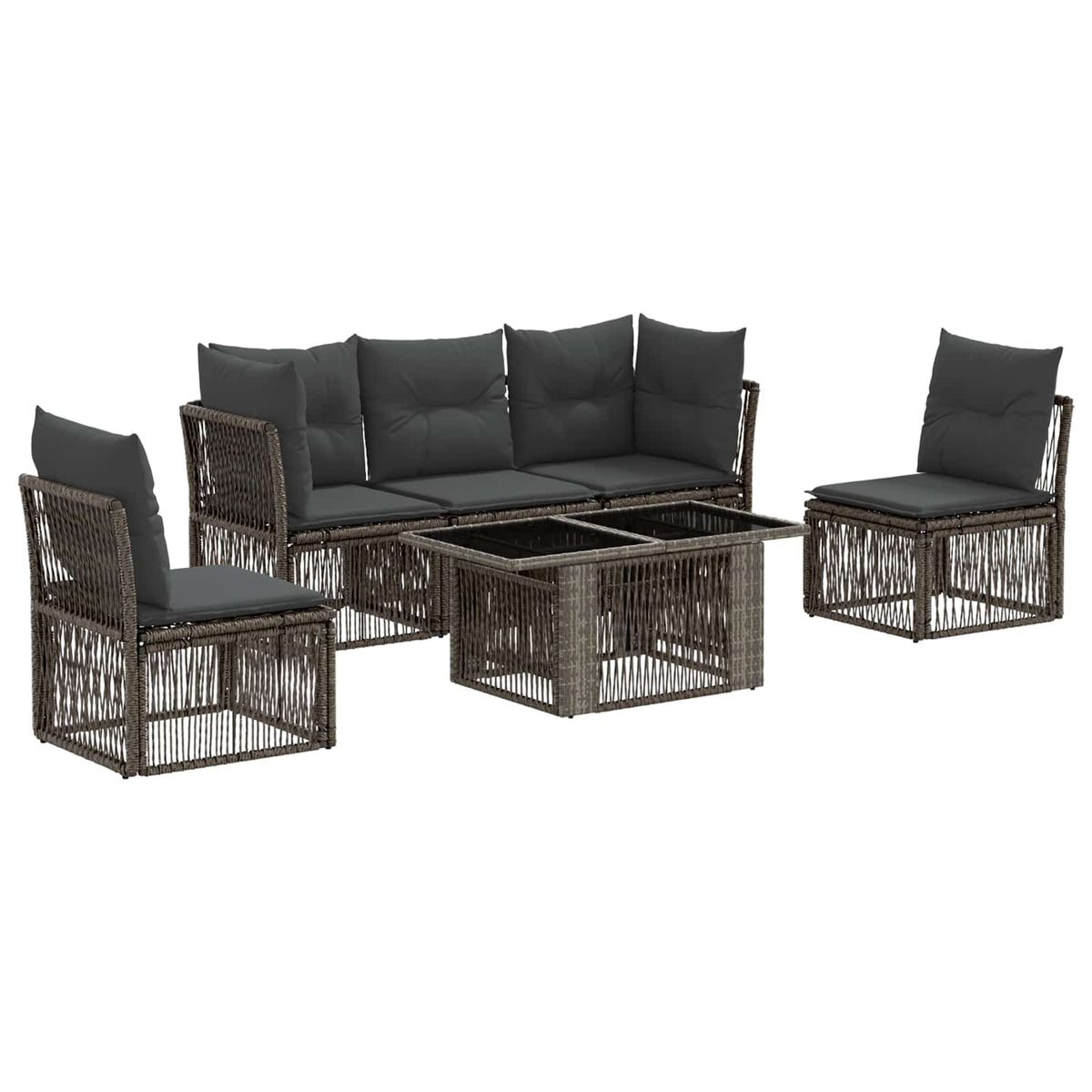 vidaXL Tuinbankenset 6 st Zwart poly rattan