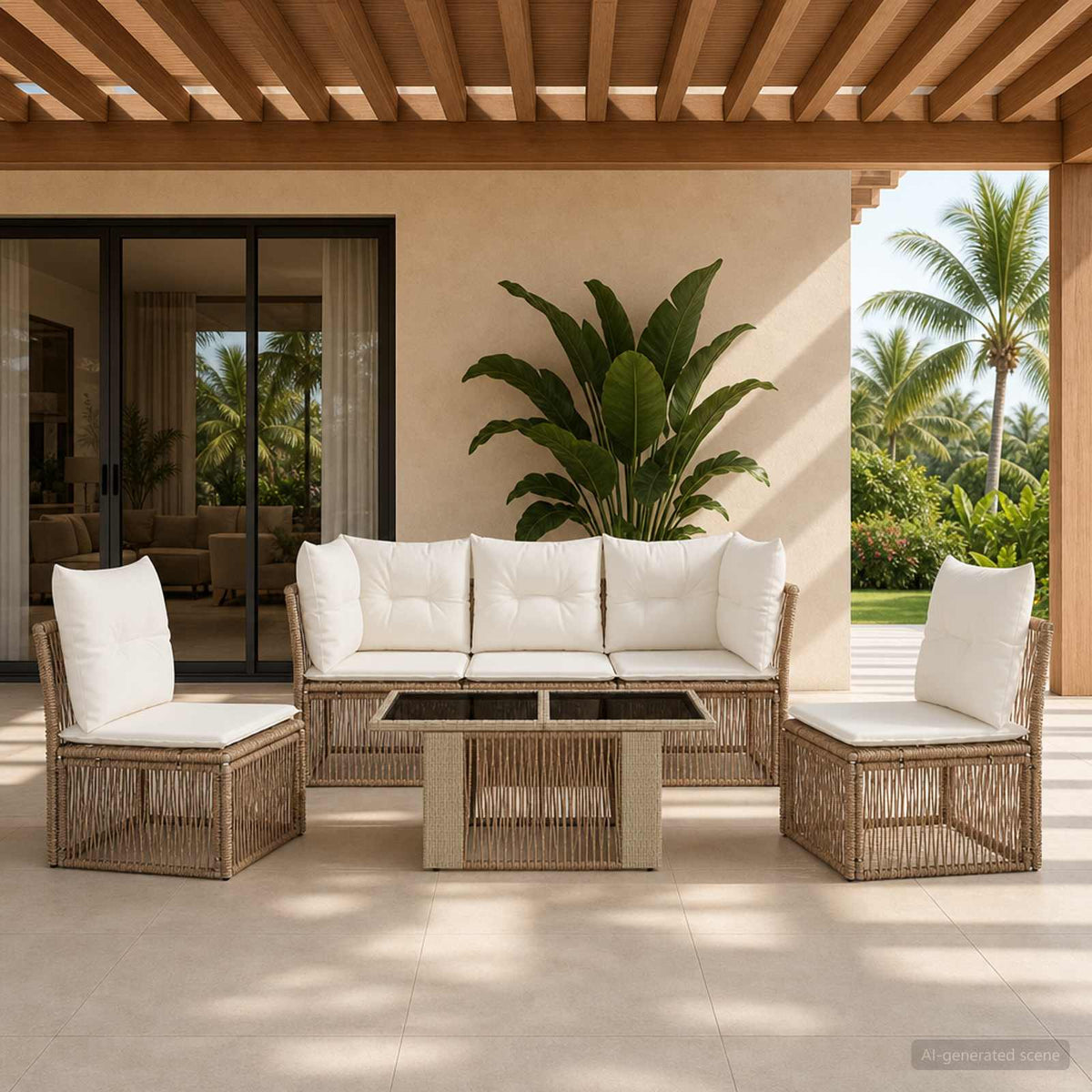 vidaXL Tuinbankenset 6 st Zwart poly rattan