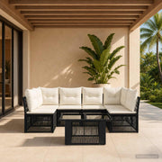 vidaXL Tuinbankenset 7 st Zwart poly rattan