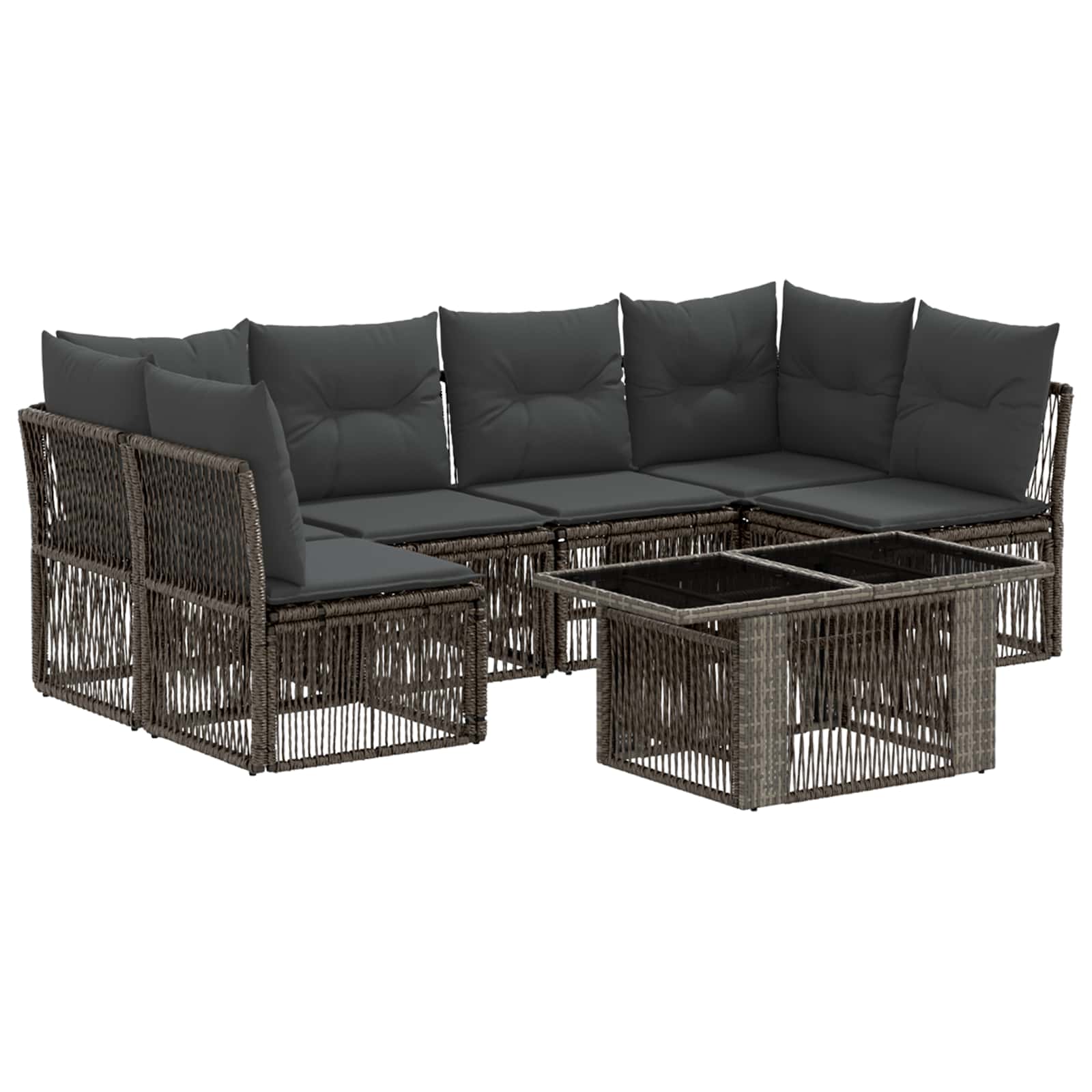 vidaXL Tuinbankenset 7 st Zwart poly rattan