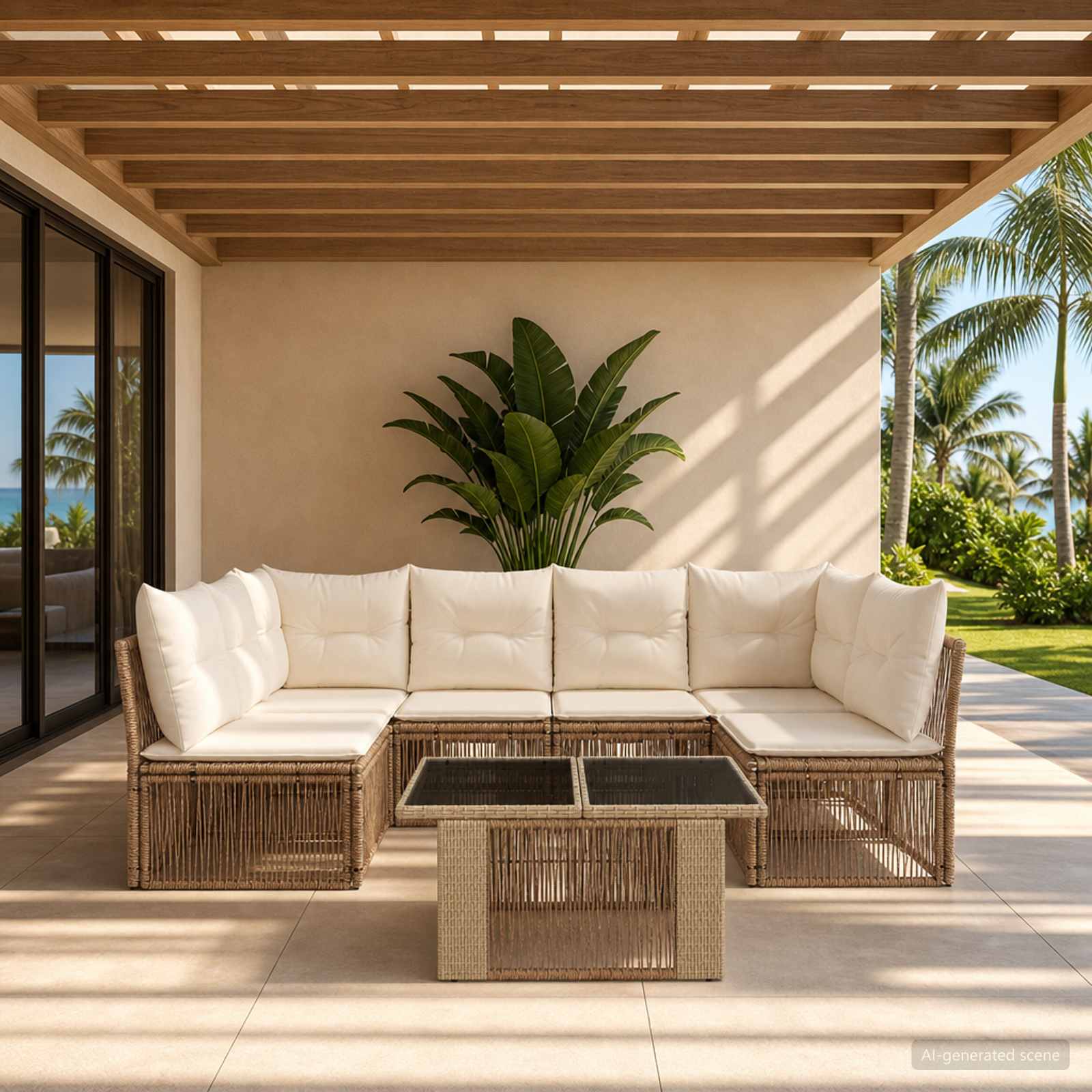 vidaXL Tuinbankenset 7 st Zwart poly rattan