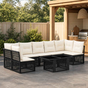vidaXL Tuinbankenset 7 st Zwart poly rattan
