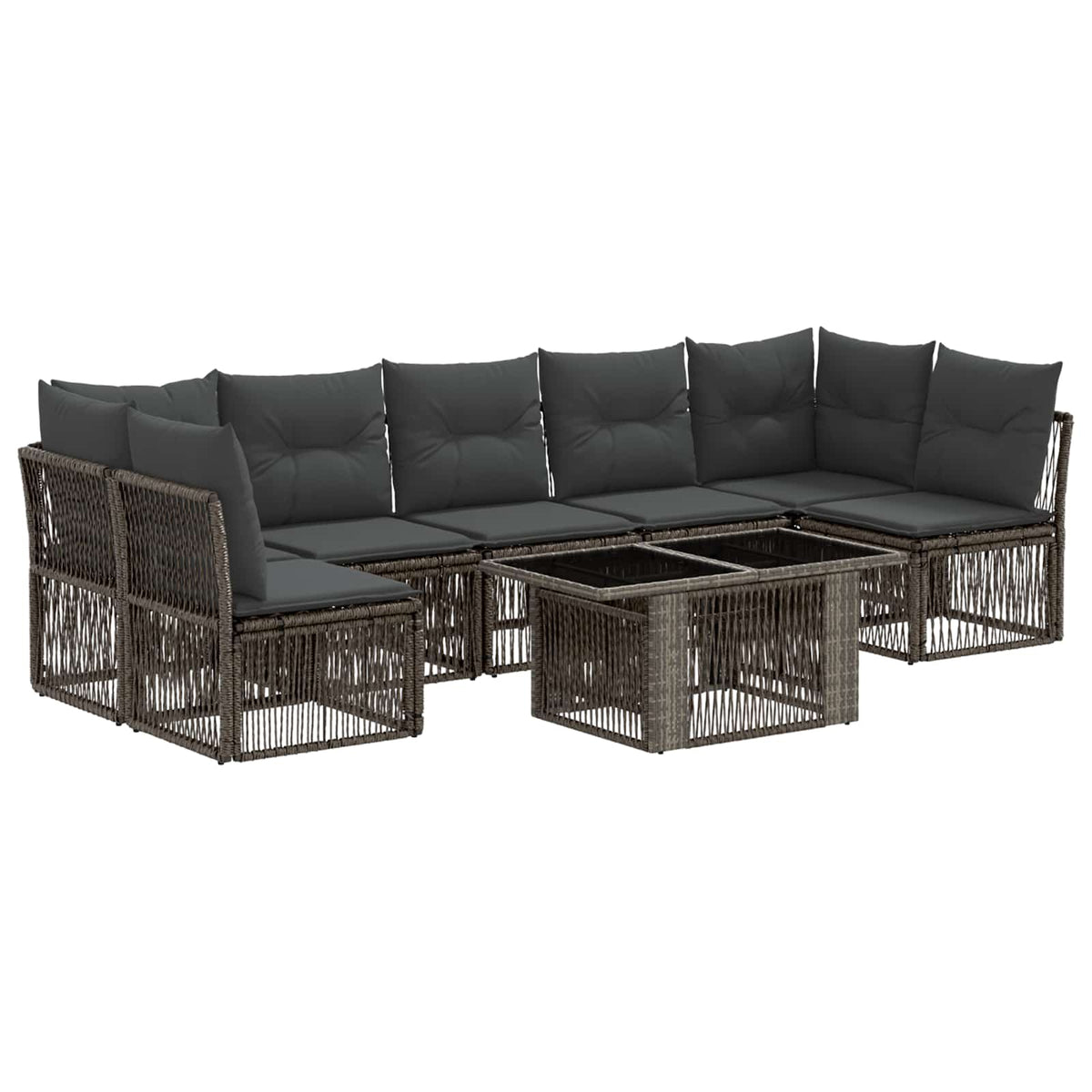 vidaXL Tuinbankenset 7 st Zwart poly rattan
