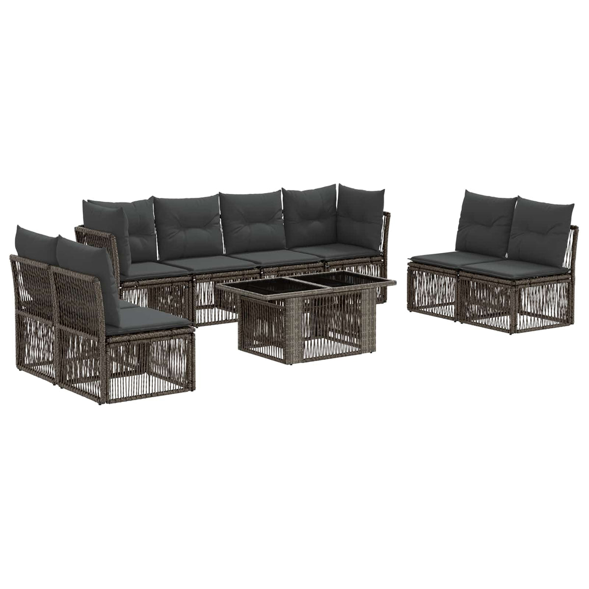 vidaXL Tuinbankenset 9 st Zwart poly rattan