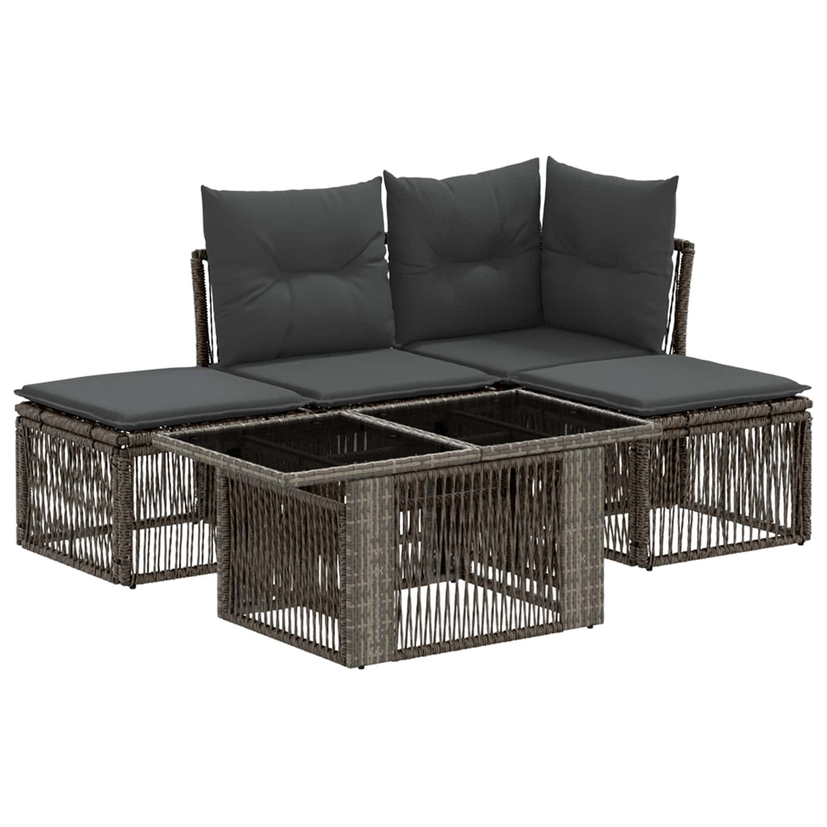 vidaXL Tuinbankenset 5 st Zwart poly rattan