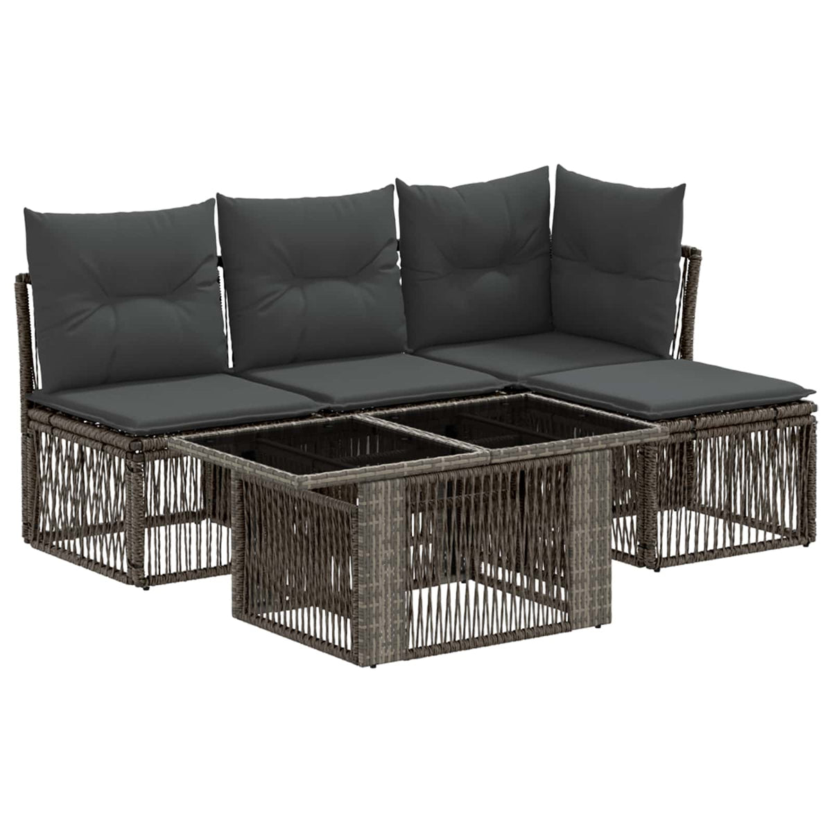 vidaXL Tuinbankenset 5 st Zwart poly rattan