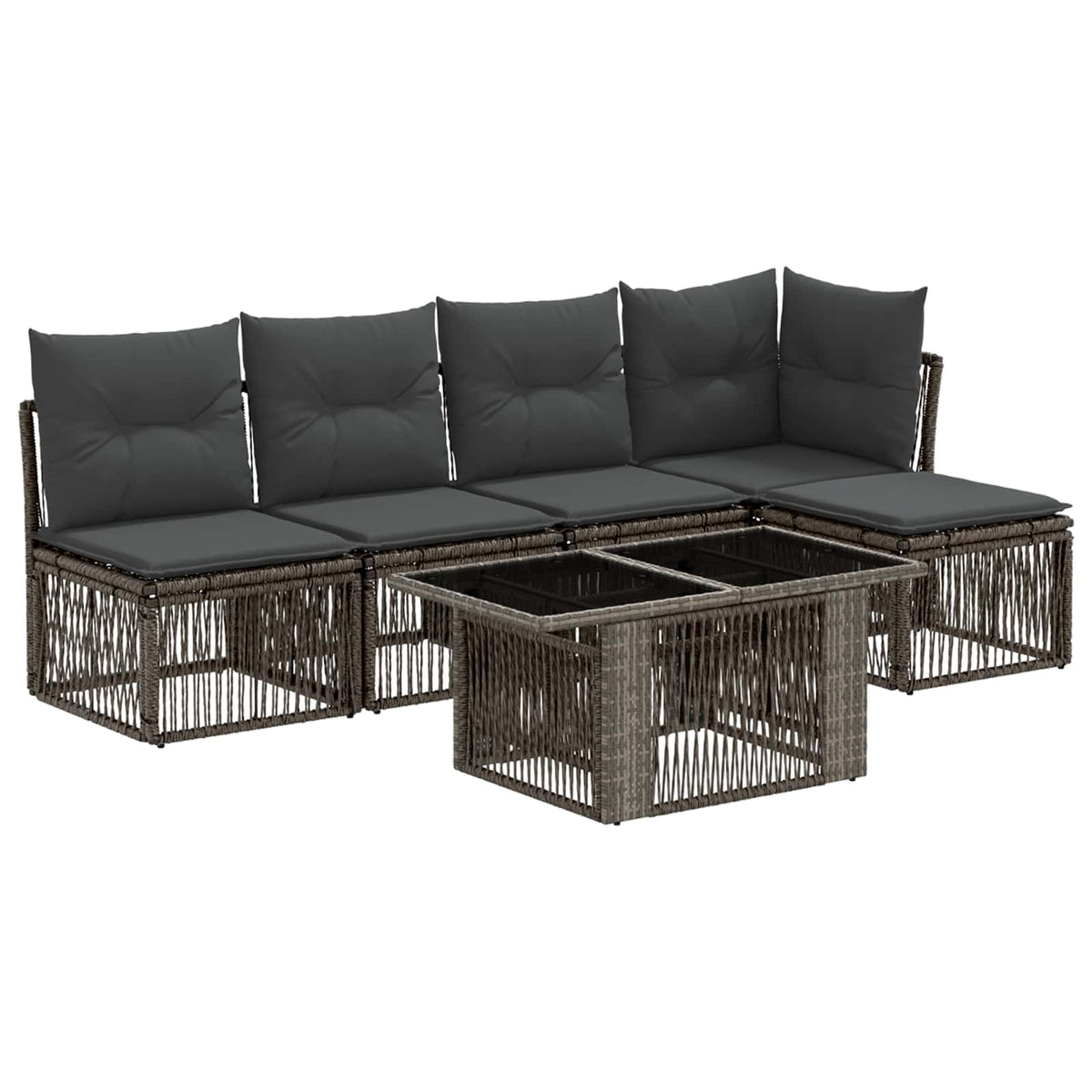 vidaXL Tuinbankenset 6 st Zwart poly rattan