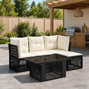vidaXL Tuinbankenset 5 st Zwart poly rattan