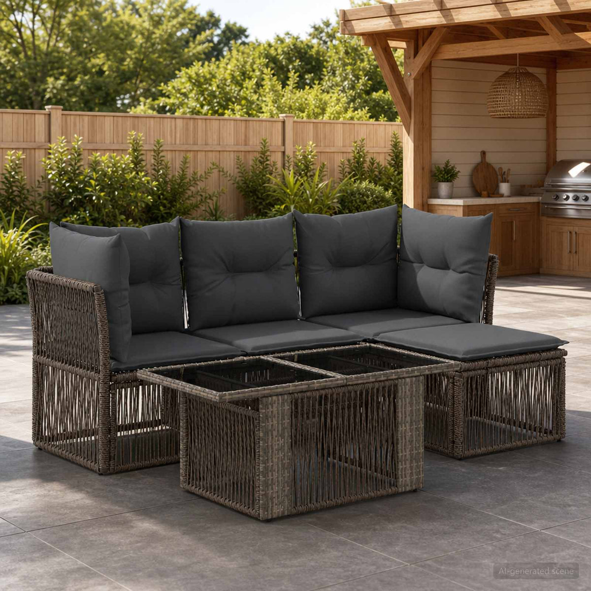 vidaXL Tuinbankenset 5 st Zwart poly rattan