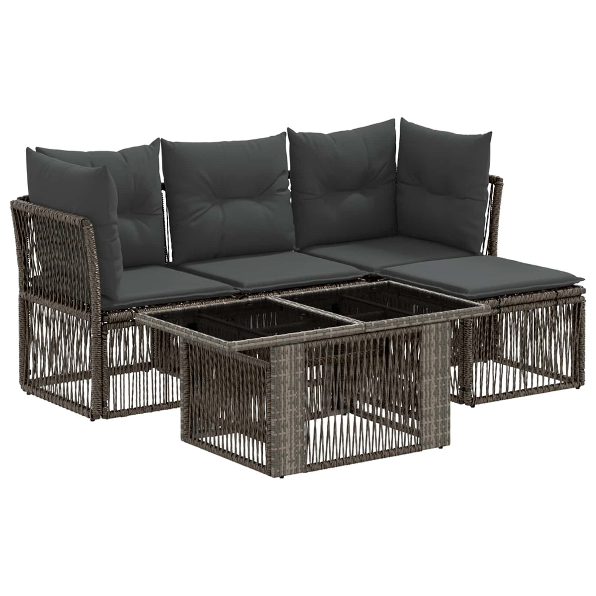 vidaXL Tuinbankenset 5 st Zwart poly rattan