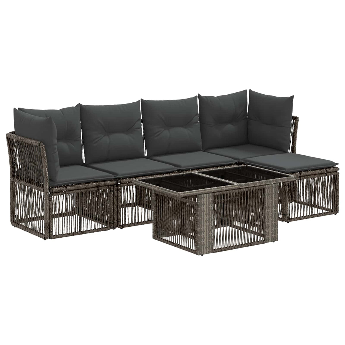 vidaXL Tuinbankenset 6 st Zwart poly rattan