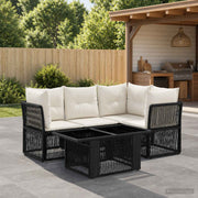 vidaXL Tuinbankenset 5 st Zwart poly rattan