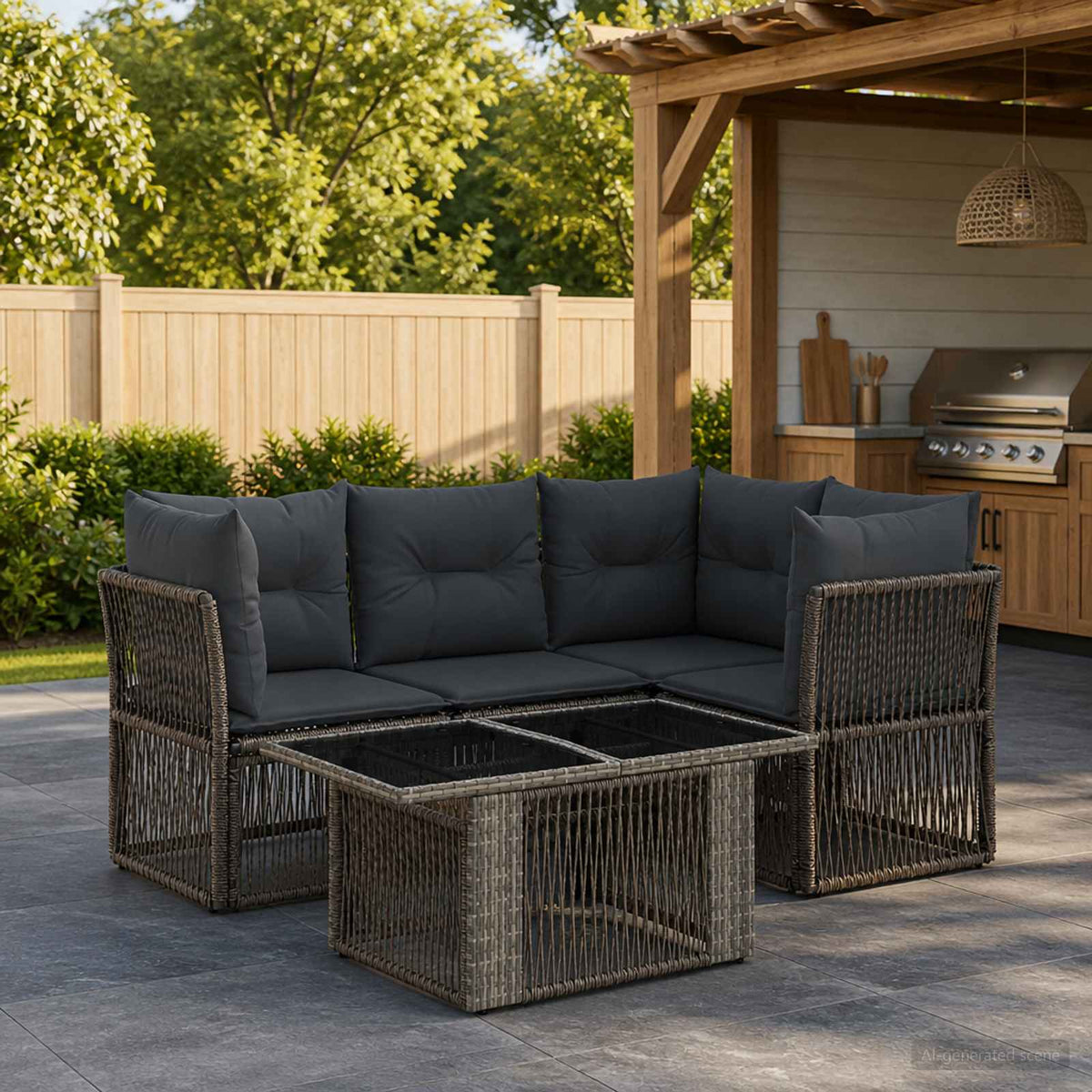 vidaXL Tuinbankenset 5 st Zwart poly rattan