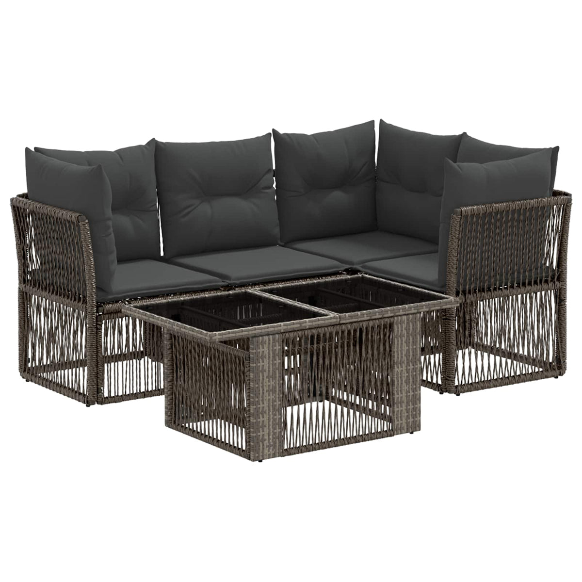 vidaXL Tuinbankenset 5 st Zwart poly rattan