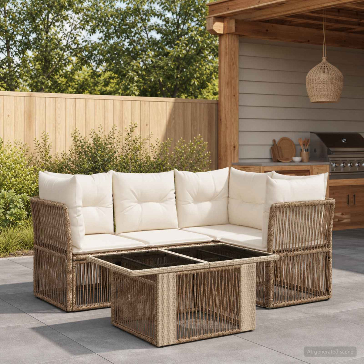 vidaXL Tuinbankenset 5 st Zwart poly rattan
