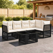 vidaXL Tuinbankenset 6 st Zwart poly rattan