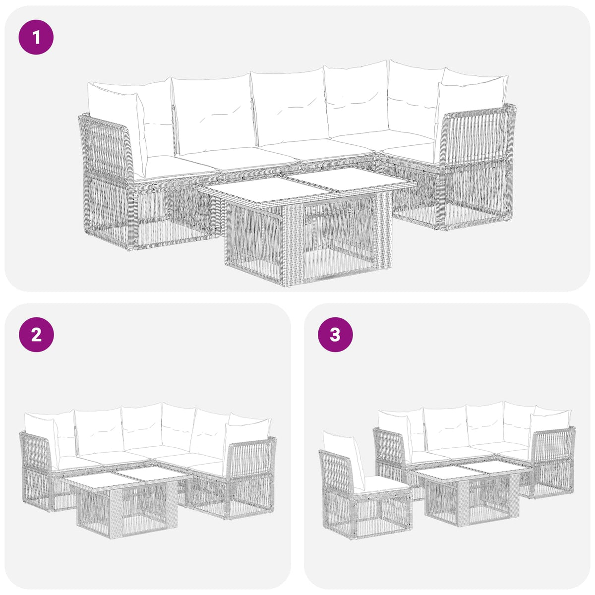vidaXL Tuinbankenset 6 st Zwart poly rattan