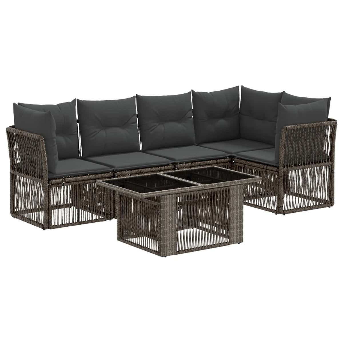 vidaXL Tuinbankenset 6 st Zwart poly rattan