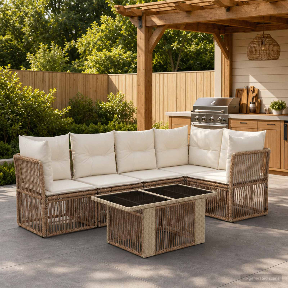 vidaXL Tuinbankenset 6 st Zwart poly rattan