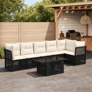 vidaXL Tuinbankenset 7 st Zwart poly rattan