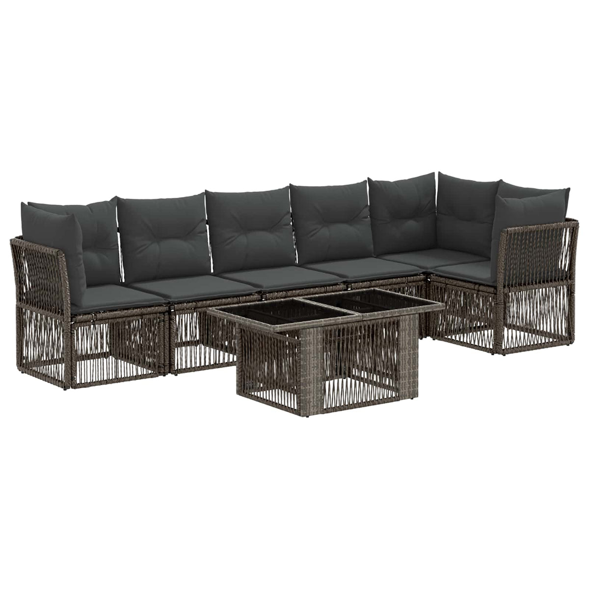 vidaXL Tuinbankenset 7 st Zwart poly rattan