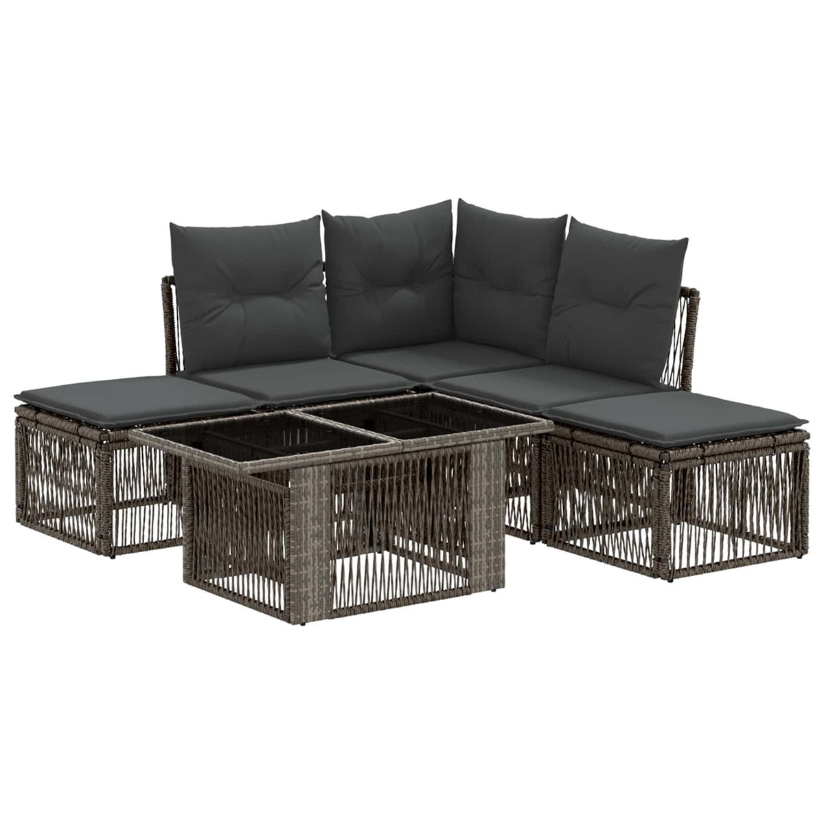 vidaXL Tuinbankenset 6 st Zwart poly rattan