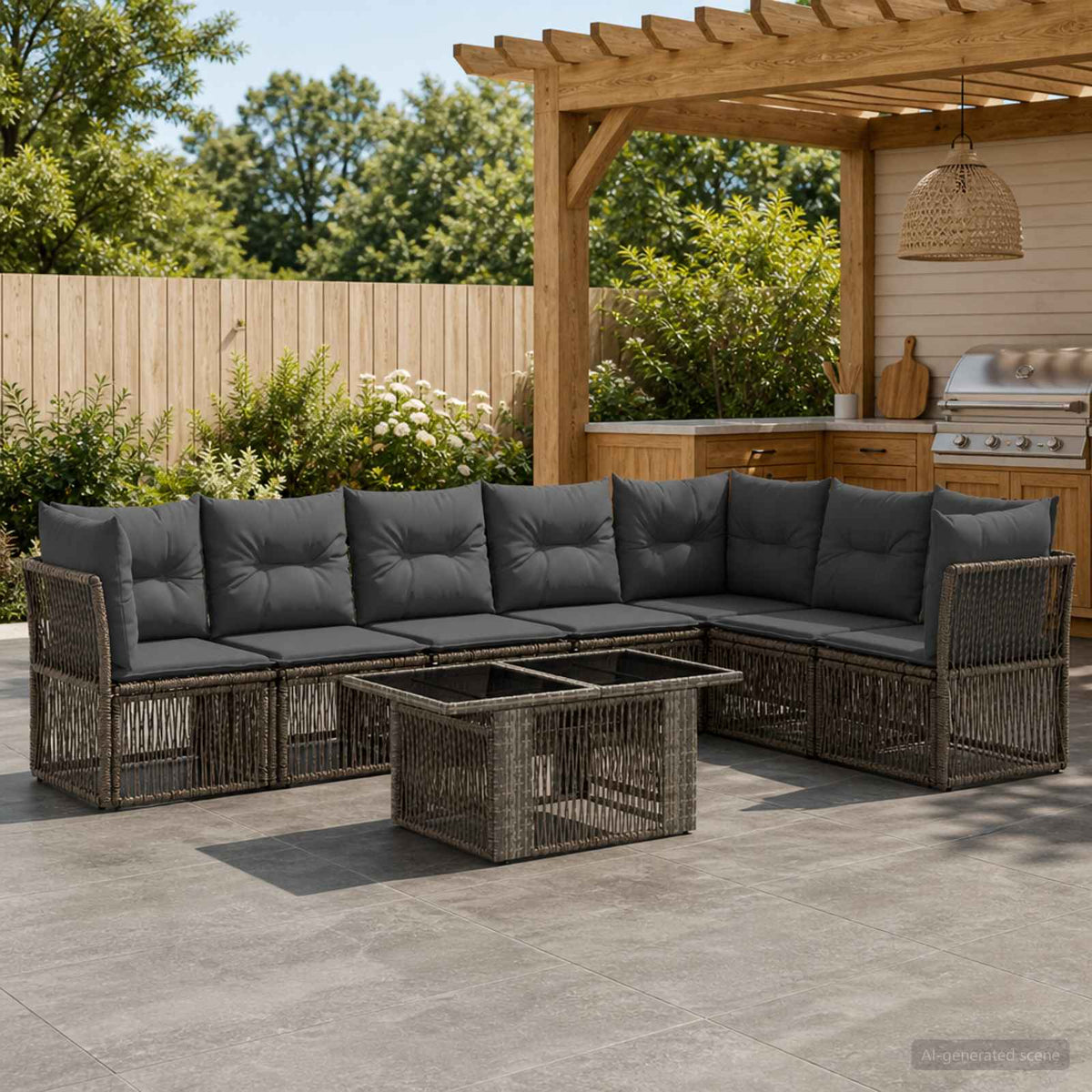 vidaXL Tuinbankenset 8 st Zwart poly rattan